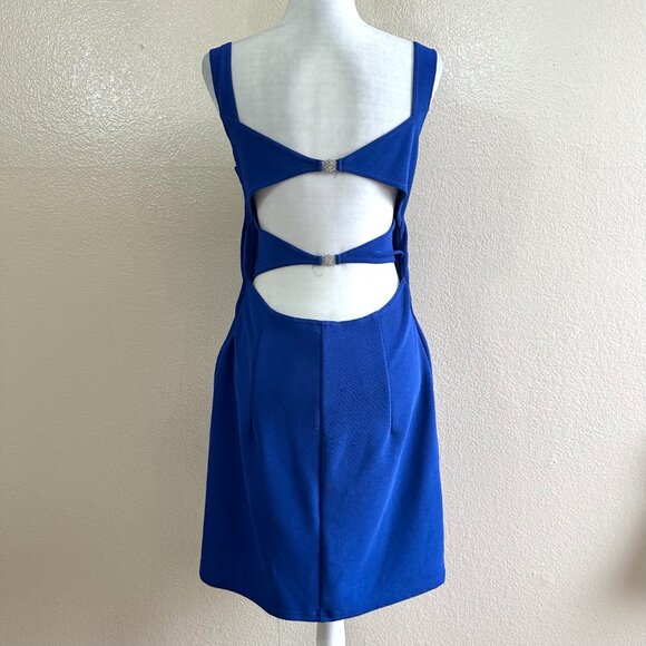 Jessica McClintock Royal Blue Cut-out Bodycon Evening Jewel Dress - Picture 4 of 8